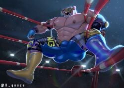 2024 abs absurd_res animal_head anthro areola armband bara barazoku biceps big_bulge big_muscles boots bottomwear bulge clothed clothing felid fighting_ring fingerless_gloves footwear for_a_head fur gloves grossy_vulpen handwear hi_res huge_muscles humanoid inside king_(tekken) knee_pads looking_at_viewer low-angle_view male male_only mammal muscular muscular_anthro muscular_male namco navel nipples no_sex open_mouth open_smile pantherine pants pecs ring serratus smile solo solo_male sportswear spotlight teeth tekken tiger tight_bottomwear tight_clothing tight_pants topless topless_anthro topless_male tuft whiskers wrestling