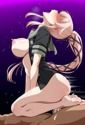 1boy 1girls ai_generated ass blush bottomless breasts cowgirl_position cum head_back kantai_collection long_hair naked naked_male nipples no_panties nude nude_male open_clothes open_mouth open_shirt partially_clothed partially_clothed_female penis sex sweat yura_(kantai_collection)