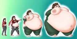 belly brown_hair glasses monster oc pokémon_(species) pokemon snorlax source_request transformation