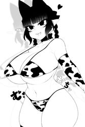 big_breasts bikini choker cow_print ginku_mh heart large_ass large_breasts ribbon rin_kaenbyou thick_thighs thighhighs touhou wide_hips