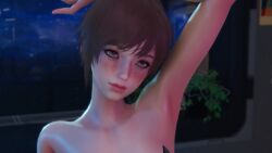 3d armpit asian asian_female bedroom bedroom_eyes blue_eyes blush blushing_at_viewer blushing_profusely boots brown_hair cosmicpottedge happy imminent_sex indoors inviting inviting_to_fuck inviting_to_sex latex latex_clothing latex_gloves latex_suit leotard lily_artemis_ii looking_at_viewer relaxing romantic_ambiance short_hair smile smile_at_viewer stellar_blade teenager window