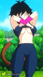 1girls black_eyes black_hair breasts female gine mother mrtermida saiyan saiyan_girl saiyan_tail sexy sexy_body wife