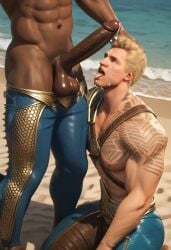 2boys 2males abs ai_generated aquaman aquaman_(series) arthur_curry balls ballsack bara biceps big_balls big_cock big_dick big_penis big_testicles blonde blonde_hair blonde_hair_male blonde_male boner cock cum_drip cum_dripping cum_dripping_from_penis cum_on_face cumdrip dark-skinned_male dc deltoids dick erect_penis erection facial gay harness injustice injustice_2 interracial male male_focus male_nipples male_only males males_only man manly men muscle muscles muscular muscular_male nipples nuts nutsack penis scrotum superhero superherosuckerrr tattoo tattoo_on_chest tattoos testicles trapezius yaoi