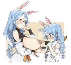 2girls animal_ears areola areolae arm_band armband bangs bangs_between_eyes black_gloves blue_hair blush blush_lines blushing bow_in_hair braid breasts_out bunny_ears bunny_girl bunny_tail carrot carrot_hair_ornament dark_areola dark_nipples detached_sleeves dress eyebrows eyebrows_visible_through_hair fur_collar fur_scarf gloves hair_between_eyes hair_bow hairbow hand_to_face hand_to_head hearts height_difference hololive hololive_fantasy hololive_japan huge_breasts japanese_text kemono kemonomimi lactating lactation large_breasts leaking_breasts leaking_milk leebongchun long_hair mature mature_female milf mother mother_and_daughter nipple_pull nipple_pulling nipples pekomama pulling pulling_nipples rabbit_ears rabbit_girl rabbit_tail red_eyes sidelocks single_braid size_difference small_breasts steam steamy text turtleneck twin_braids twintails usada_pekora virtual_youtuber white_bow white_dress white_hair yuri
