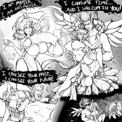 black_and_white caught culex deepthroat english_text fleatrollus hyper_penis mario mario_(series) queen_valentina stomach_bulge super_mario_rpg text