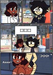 ... big_breasts black_hair brown_hair comic connie_maheswaran dark-skinned_female heart-shaped_pupils original_character penis short_hair spanish_text steven_universe steven_universe_future straight_hair text translated xxpxx