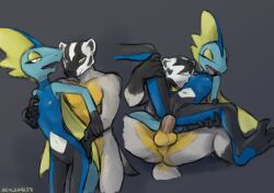 anal anal_sex anthro anus ass badger balls blue_body breasts digital_media_(artwork) duo erection female female_penetrated flat_chested fur generation_8_pokemon genitals hi_res inteleon kardokis male male/female male_penetrating male_penetrating_female mammal markings multicolored_body mustelid musteline nintendo nipples nude open_mouth penetration penile penile_penetration penis pokemon pokemon_(species) pussy reptile scalie sealer4258 sex simple_background small_breasts tail white_body white_fur yellow_body yellow_fur