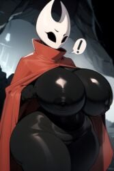 1girls ai_generated big_breasts black_eyes daidouji_(artist) daidoujipv hollow_knight hornet_(hollow_knight) no_bra no_panties thick_thighs thighs wide_hips