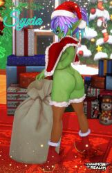 1girls 3d ass big_ass big_breasts big_butt breasts champion_of_realms christmas female goblin goblin_female partially_clothed purple_hair syxia_(cor) tagme