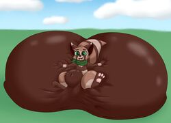 anthro brown_fur feet furry huge_balls hyper_balls hyper_penis hyper_testicles large_testicles leaf male male_only paws senos sheath tail tanuki thighs