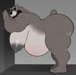 1boy anthro arched_back ass bara_tiddies bara_tits bear bear_tail beard beard_and_boobs belly big_areola big_ass big_belly big_breasts big_butt big_chest big_nipples chubby chubby_anthro chubby_male daddy_milkers dilf facial_hair fertile furry grey_fur grey_nipples grey_skin gruff_(milkblend) hairy_male humanoid kemono large_breasts leaning_against_wall looking_at_viewer male male_anthro male_breasts male_only male_pregnancy man_boobs man_breasts manboobs manly mature mature_anthro mature_male milkblend mpreg muscular muscular_anthro muscular_male original_character presenting_ass presenting_butt red_eyes sagging_breasts sagging_moobs shiny_breasts shiny_moobs smirk suckable_moobs suckable_tits