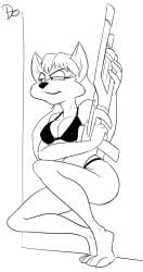 1girls 2024 3_fingers 3_toes anthro arms_bent barefoot bent_legs big_breasts bikini biped black_and_white breasts cheek_tuft clothed clothed_anthro clothed_female clothing crouching dark_bikini dark_clothing dark_eyebrows dark_nose dark_swimwear digital_drawing_(artwork) digital_media_(artwork) domestic_cat eyebrows eyelashes facial_tuft feet felid feline felis female female_only fingers fur fur_tuft gun hair half-closed_eyes holding_gun holding_object holding_ranged_weapon holding_weapon humanoid_hands kitty_(space_ark) knee_tuft leg_tuft long_eyelashes long_hair mammal monochrome mouth_closed narrowed_eyes nipple_outline plantigrade pose prick_ears raised_heel ranged_weapon signature skimpy skimpy_bikini skimpy_swimwear smile smirk solo solo_female space_ark swimwear thick_thighs three-quarter_view toes tuft two-piece_swimsuit weapon zokva