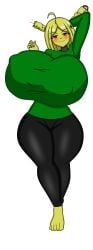 big big_breasts breasts female five_nights_at_freddy's five_nights_in_anime fnia green_suit large_breasts nipples_visible_through_clothing springtrap springtrap_(fnaf) springtrap_(fnia) thighs topless topless_female