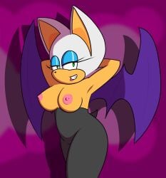 breasts confidentartist female huge_breasts nipples presenting_breasts rouge_the_bat sega sonic_(series) sonic_the_hedgehog_(series) topless