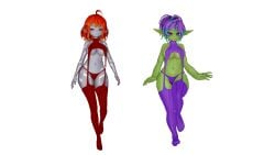 3d animated ass big_ass big_breasts big_butt breasts champion_of_realms female gif goblin goblin_female green_skin grey_skin maeve_(cor) orange_hair purple_eyes purple_hair short_hair shortstack syxia_(cor) tagme virgin_destroyer_sweater virgin_killer_sweater zimon