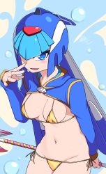 1girls android bikini blue_eyes capcom fairy_leviathan helmet light-skinned_female light_skin medium_breasts mega_man mega_man_zero nanaryuoo stephen