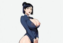 absurd_res ai_generated bbw curvy_hips female female_focus female_only hi_res huge_breasts itadori_kaori jujutsu_kaisen milf nipples_visible_through_clothing perky_breasts simple_background solo_focus tagme upper_body widescreen