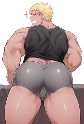 1boy ai_generated ass big_ass boxer_briefs ctst4r high_resolution highres hires inviting looking_back_at_viewer male male_focus male_only shiny_skin short_blonde_hair smooth_skin smug_expression smug_grun solo solo_male thick_legs thick_thighs underwear wide_hips