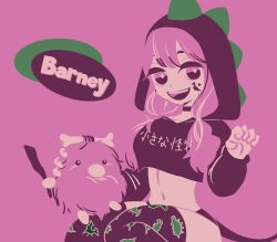 1girls barney_and_friends cursed cute dinosaur e-girl female gijinka legwear lineless solo streamer tattoo thighhighs