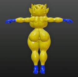 1girls 3d 3d_model back_view backboob big_ass black_background blue_nipples breasts colored_skin full_body joltik kabalmystic large_breasts muscular nintendo outstretched_arms pokémon_(species) pokemon ryanprisma3d simple_background solo spread_arms standing testicles thick_thighs wide_hips yellow_skin