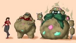 breasts filthy garbodor pokémon_(species) pokemon stinky transformation trash trash_bag