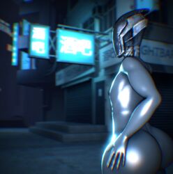 3d 3d_(artwork) alien big_butt curvy dark-skinned_male dark_skin femboy gay girly glossy helmet hourglass_figure looking_at_viewer looking_back male male_only nude presenting_hindquarters sfm sissy solo sophos thick_thighs video_games wet yaoi zer0_(borderlands)