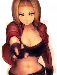 1girls artist_request blonde_hair blue_mary breasts cleavage fatal_fury female female_only huge_breasts short_hair snk tagme