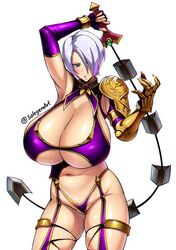 1girls asymmetrical_clothes breasts breasts_bigger_than_head dominatrix female female_only female_solo huge_breasts human human_only isabella_valentine midriff milf revealing_clothes short_hair skimpy skimpy_clothes solegemart solo solo_female soul_calibur thighs unusual_weapon white_hair