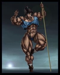 1girls avatar_legends b9tribeca clothing dark-skinned_female dark_skin erect_nipples erect_nipples_under_clothes extreme_muscles female flat_chest huge_muscles korra muscular muscular_female panties straight_hair stripper the_avatar the_legend_of_korra water_tribe