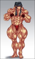 avatar_the_last_airbender b9tribeca covering_breasts extreme_muscles flat_chest huge_muscles mai_(avatar) muscular muscular_female panties veiny_muscles