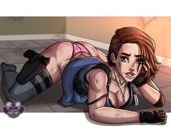 capcom cleavage female jill_valentine jill_valentine_(sasha_zotova) jzerosk resident_evil resident_evil_3 resident_evil_3_remake thong