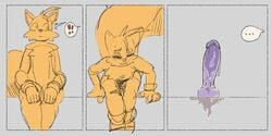 ! 2:1 anal anthro canid canine comic dildo fox latchk3y lube male male_only mammal masturbation sex_toy sketch solo sonic_(series) sonic_the_hedgehog_(series) speech_bubble tails tails_the_fox