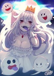 between_breasts boo_(mario) boo_buddies boosette chita_(ketchup) cleavage female female_only huge_breasts mario_(series) new_super_mario_bros._u_deluxe nintendo super_mario_world