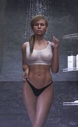 1girls 3d abs areolae athletic athletic_female bare_midriff blonde_hair breasts brown_eyes busty cassie_cage erect_nipples female freckles hourglass_figure light_skin lingerie long_hair looking_at_viewer medium_breasts mortal_kombat mortal_kombat_11 naughty_face navel nipples ponytail see-through see-through_clothing shower slim solo standing tagme tank_top tied_hair toned toned_female water wet wet_clothes wide_hips wildynsfw