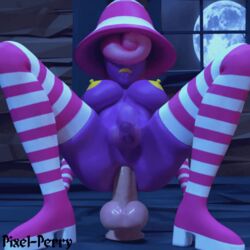 1boy 1futa 3d alternate_breast_size anal anal_insertion animated bouncing_breasts bouncing_penis breasts detailed_background flaccid flaccid_while_penetrated full_moon futa_only futanari futanarization gif hat high_heel_boots huge_ass mario_(series) moon nintendo nipples paper_mario paper_mario:_the_thousand-year_door penis pink_hair pixel-perry purple_skin rule_63 sex_toy shadow_siren solo swinging_breasts swinging_penis thighhighs vivian_(paper_mario)