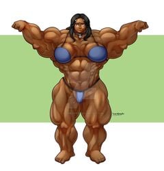 avatar_the_last_airbender dark-skinned_female dark_skin extreme_muscles katara medium_breasts muscular muscular_female roemesquita straight_hair swimsuit tagme