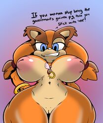 anthro badger blue_eyes breasts colored dialogue english_text female genitals hi_res inverted_nipples jewelry looking_at_viewer low-angle_view mammal mobian_monster mustelid musteline necklace nipples nude pink_nipples pussy solo sonic_(series) sonic_boom sonic_the_hedgehog_(series) sticks_the_badger sticks_the_jungle_badger sticks_the_tejon teeth text thin_waist thunder_thighs video_games wide_hips xaveknyne