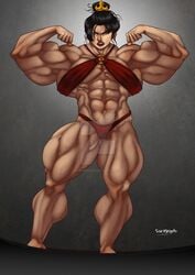 angry avatar_the_last_airbender azula extreme_muscles flat_chest huge_muscles muscular muscular_female roemesquita swimsuit