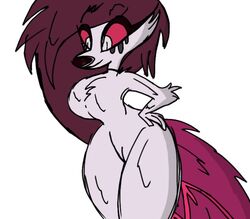 1girls breasts furry hazbin_hotel hellhound naked purple_hellhound_(hazbin_hotel) straight_hair tagme vivienne_medrano