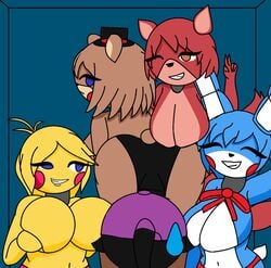 4girls female five_nights_at_freddy's five_nights_at_freddy's_2 five_nights_in_anime fnaf foxy_(fnaf) multiple_girls rux tagme toy_bonnie_(fnaf) toy_chica_(fnaf) toy_freddy_(fnaf)