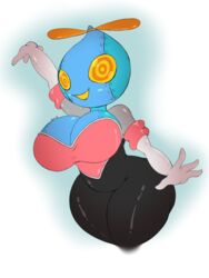 2018 alternate_body_type artist_signature ass big_ass big_breasts breasts busty cleavage clothed cosplay curvy gloves grey_skin heart highres huge_breasts humanoid latex looking_at_viewer omochao opera_gloves propeller robot robot_girl rouge_the_bat_(cosplay) sega smile sonic_(series) sonic_the_hedgehog_(series) suirano thick_thighs thighs tight_clothing voluptuous wide_hips yellow_eyes yellow_teeth