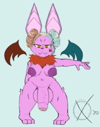 1futa 2020 anthro areola armpit_hair balls big_areola body_hair breasts chiropteran cute_fangs detached_wings facial_markings fur furry futa_only futanari genitals gynomorph hair hair_buns head_markings heart heart-slash_moonlight-reverie hi_res humanoid_genitalia humanoid_penis intersex mammal markings microchiropteran multicolored_hair neck_tuft nipples omegax partially_retracted_foreskin penis phyllostomid pink_body pink_fur pupils shortstack signature simple_background slit_pupils solo solo_futa tuft uncut vampire_bat yangochiropteran