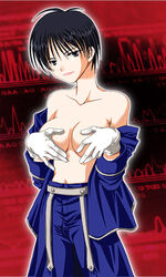 black_hair breasts clothes color covering female female_only front_view fullmetal_alchemist gloves hair human looking_at_viewer roy_mustang rule_63 short_hair solo standing tagme