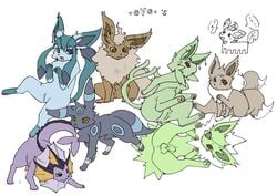 artist_request dominant_feral eevee eeveelution espeon flareon furry furry_ears furry_tail game_freak glaceon jolteon leafeon pokemon pokemon_(species) shiny_eevee shiny_espeon shiny_flareon shiny_glaceon shiny_jolteon shiny_pokemon shiny_vaporeon speech_bubble tail umbreon unknown_artist vaporeon white_background