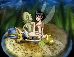 adamantp crossover crysta disney disney_fairies ferngully jiminy_cricket male nipples peter_pan_(disney) pinocchio tinker_bell