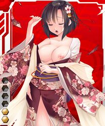 00s 1girls alto_seneka areolae blind breasts brown_hair card_(medium) card_(r) card_(red-r) female female_focus japanese_clothes kimono large_breasts lilith-soft nipples official_art shujou_sachi solo tagme taimanin_(series) taimanin_asagi taimanin_asagi_battle_arena taimanin_asagi_battle_arena_all_card_gallery taimanin_asagi_kessen_arena torn_clothes