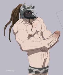 1boy abs balls bara big_penis blush burankoprn danganronpa danganronpa_3 erection great_gozu holding_penis jacking_off jerking jerkingoff low_hanging_testicles male male_focus male_masturbation male_nipples male_only mask masturbation muscles muscular muscular_male naked nipples pecs penile_masturbation penis penis_out ponytails shirtless solo solo_male stroking stroking_cock stroking_penis sweat thighs two-handed_masturbation two-handed_stroking underwear underwear_down underwear_only