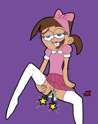 1girls anal_insertion bow buckteeth canon_genderswap clothing jk lipstick masturbation nickelodeon rule_63 skirt straight_hair the_fairly_oddparents timantha timmy_turner vaginal_insertion wand young