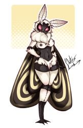 antennae anthro areola arthropod black_body black_nipples black_sclera breasts female female_anthro front_view furry furry_female furry_only furry_tail futa_focus futa_only futanari insect_wings lepidopteran looking_at_viewer mantislord moth moth_wings navel nipples nude nude_female nude_futa pink_eyes pink_sclera sapphire_safari small_breasts solo standing tail white_body white_wings wings