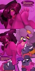 5_toes absurd_res anthro banette barefoot blush breasts clothed clothing comic dialogue digital_media_(artwork) english_text feet female female/female fingers foot_fetish foot_focus foot_in_mouth foot_lick foot_play foot_suck generation_3_pokemon generation_4_pokemon ghost group hair hi_res humanoid_feet kiss_the_carrot licking licking_soles male male/female malpo_(kiss_the_carrot) mismagius nintendo open_mouth plantigrade pokemon pokemon_(species) rika_(kiss_the_carrot) shaded simple_background smile soles speech_bubble spirit sucking teeth text toe_in_mouth toe_suck toes tongue tongue_out trio zipper
